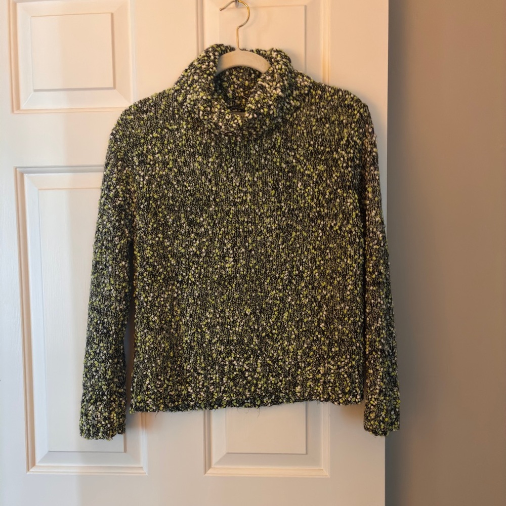 Anthropologie Moon River Speckled Green and Black Turtleneck Sweater Sz S